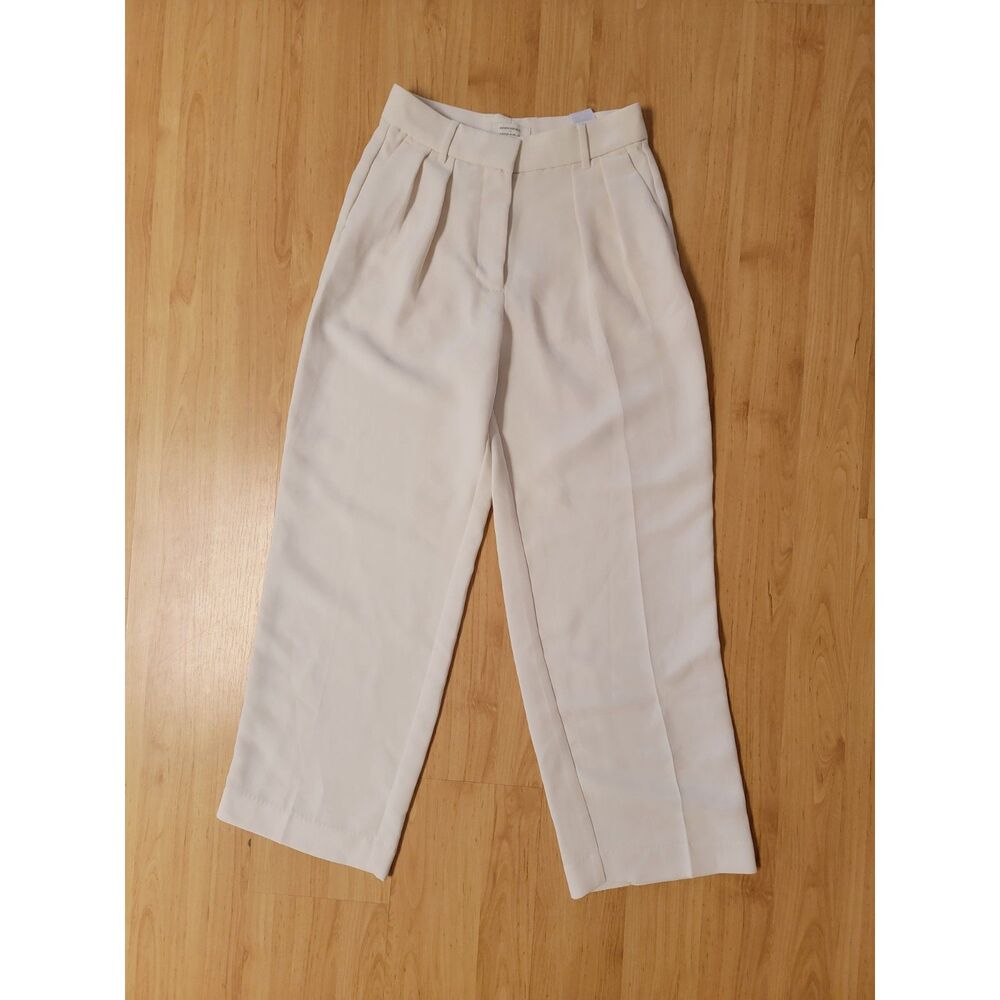 Banana Republic Pleated Wide Leg Dress Pants Trousers Ivory Size 0